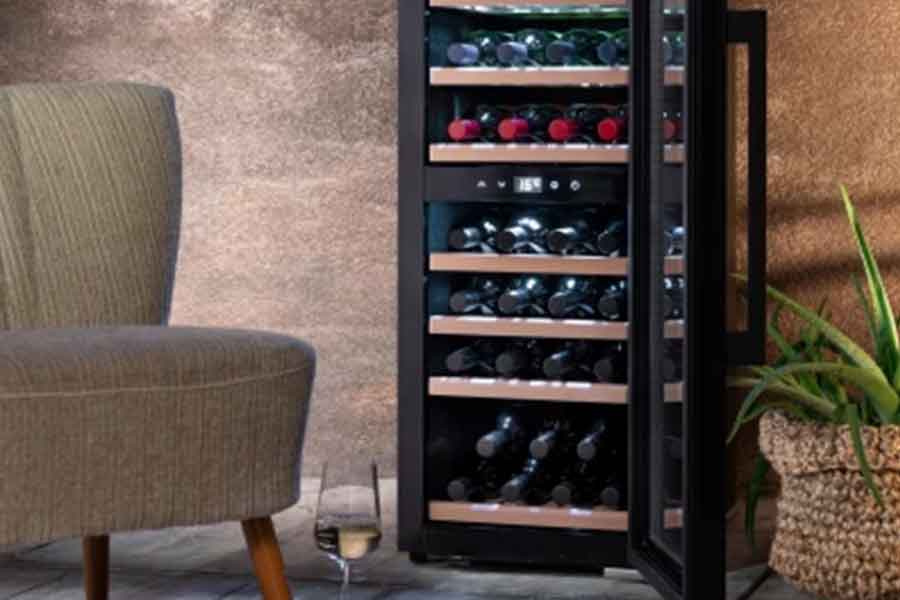Caso wine fridge integrated into a modern kitchen