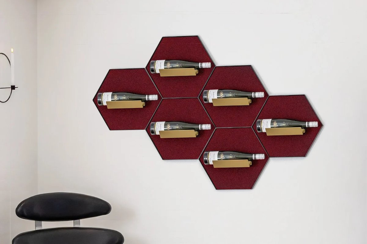 Elegant wine rack on the wall with wine bottles