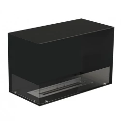 Foco Corner Left 800 - Modern left-sided corner bioethanol fireplace with sleek black design and tempered glass.