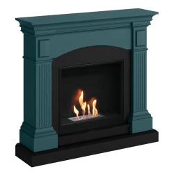 Mors turquoise bioethanol fireplace in elegant turquoise design for modern interior design