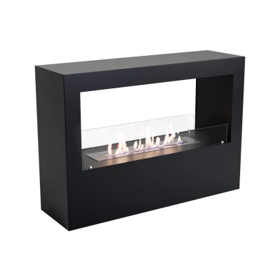 Bio ethanol fireplace in black freestanding ScandiFlames Lansing L - Black Bioethanol Fireplace