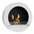 White Round Bio Ethanol Fireplace for Wall Mounting