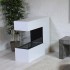 Three-sided freestanding bio ethanol fireplace in white