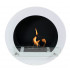 White Round Bio Ethanol Fireplace for Wall Mounting