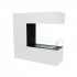 Three-sided freestanding bio ethanol fireplace in white