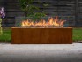Planika Galio Outdoor gas fireplace in corten steel finish and with manual control system
