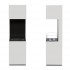 Elegant and tall freestanding fireplace in white with three glass panels