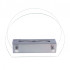Circular tabletop fireplace wit glass panels on the sides