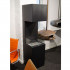 Freestanding bio fireplace opened on three sides making flames more visible.