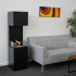 Freestanding bio fireplace opened on three sides making flames more visible.