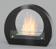 Ethanol stand fireplace in black with wide arch