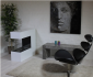 Three-sided freestanding bio ethanol fireplace in white